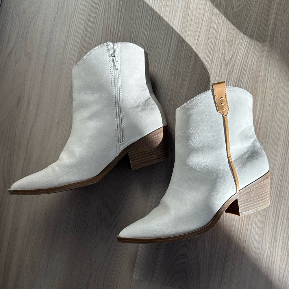 White Leather Ankle Booties​